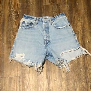 Agolde Vintage Blue Ripped Jean Shorts